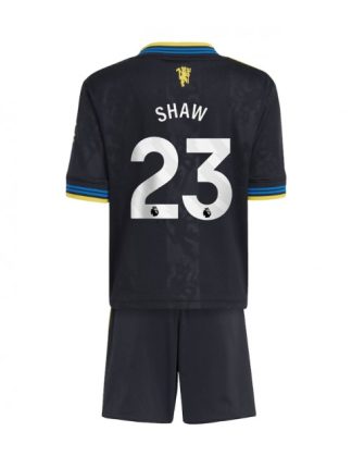 Otroški Nogometna dresi kompleti poceni Manchester United Luke Shaw #23 Tretji 2025-26