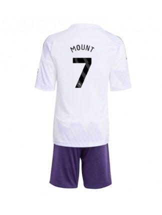 Otroški Nogometna dresi kompleti poceni Manchester United Mason Mount #7 Gostujoči 2025-26