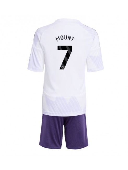 Otroški Nogometna dresi kompleti poceni Manchester United Mason Mount #7 Gostujoči 2025-26