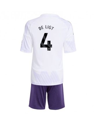 Otroški Nogometna dresi kompleti poceni Manchester United Matthijs de Ligt #4 Gostujoči 2025-26