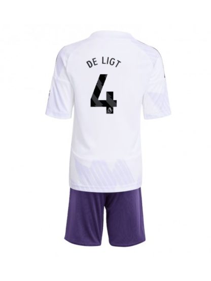 Otroški Nogometna dresi kompleti poceni Manchester United Matthijs de Ligt #4 Gostujoči 2025-26