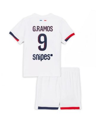 Otroški Nogometna dresi kompleti poceni Paris Saint-Germain Goncalo Ramos #9 Gostujoči 2025-26
