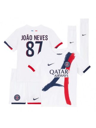 Otroški Nogometna dresi kompleti poceni Paris Saint-Germain Joao Neves #87 Gostujoči 2025-26
