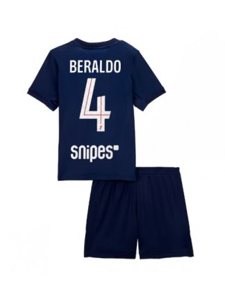 Otroški Nogometna dresi kompleti poceni Paris Saint-Germain Lucas Beraldo #4 Domači 2025-26