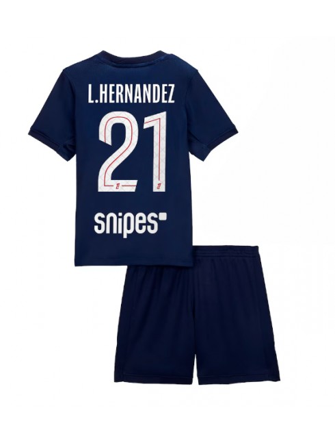Otroški Nogometna dresi kompleti poceni Paris Saint-Germain Lucas Hernandez #21 Domači 2025-26
