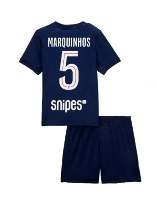 Otroški Nogometna dresi kompleti poceni Paris Saint-Germain Marquinhos #5 Domači 2025-26