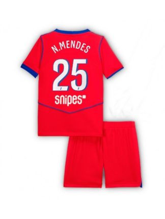 Otroški Nogometna dresi kompleti poceni Paris Saint-Germain Nuno Mendes #25 Tretji 2025-26
