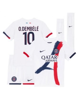 Otroški Nogometna dresi kompleti poceni Paris Saint-Germain Ousmane Dembele #10 Gostujoči 2025-26