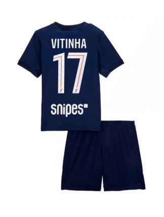 Otroški Nogometna dresi kompleti poceni Paris Saint-Germain Vitinha #17 Domači 2025-26