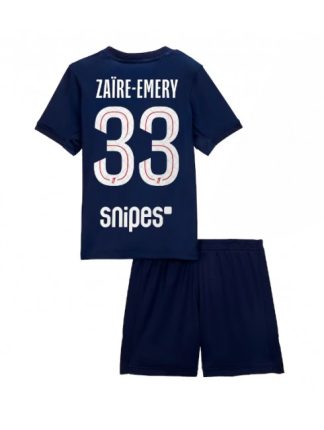 Otroški Nogometna dresi kompleti poceni Paris Saint-Germain Warren Zaire-Emery #33 Domači 2025-26