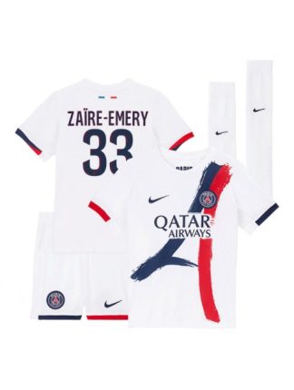 Otroški Nogometna dresi kompleti poceni Paris Saint-Germain Warren Zaire-Emery #33 Gostujoči 2025-26