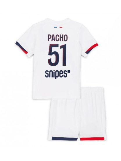Otroški Nogometna dresi kompleti poceni Paris Saint-Germain Willian Pacho #51 Gostujoči 2025-26