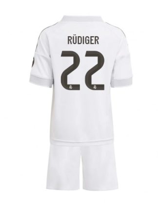 Otroški Nogometna dresi kompleti poceni Real Madrid Antonio Rudiger #22 Domači 2025-26