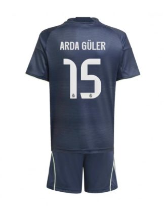 Otroški Nogometna dresi kompleti poceni Real Madrid Arda Guler #15 Gostujoči 2025-26
