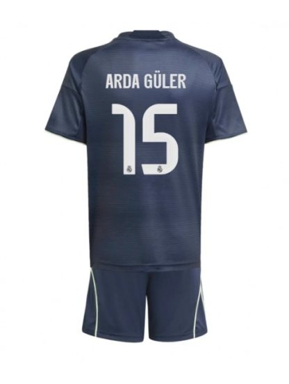Otroški Nogometna dresi kompleti poceni Real Madrid Arda Guler #15 Gostujoči 2025-26