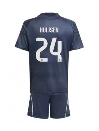 Otroški Nogometna dresi kompleti poceni Real Madrid Dean Huijsen #24 Gostujoči 2025-26