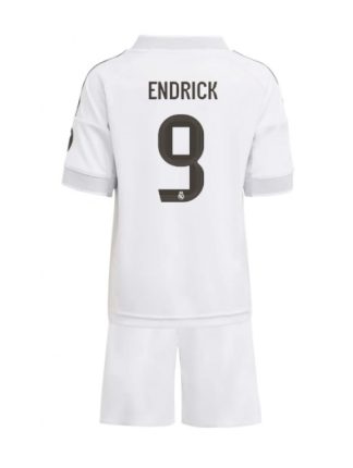 Otroški Nogometna dresi kompleti poceni Real Madrid Endrick #9 Domači 2025-26