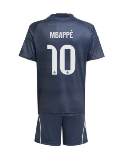 Otroški Nogometna dresi kompleti poceni Real Madrid Kylian Mbappe #10 Gostujoči 2025-26