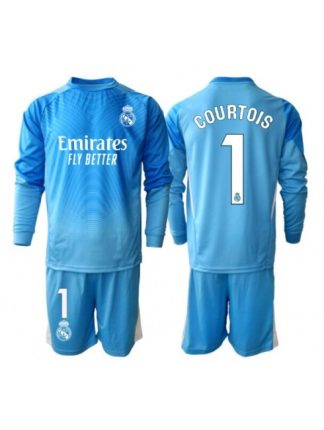 Otroški Nogometna dresi kompleti poceni Real Madrid Thibaut Courtois #1 Vratar Domači 2025-26 Dolgi rokav (+ hlače)