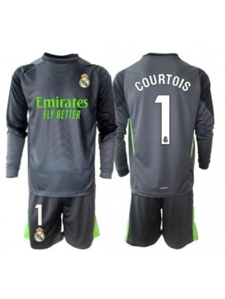 Otroški Nogometna dresi kompleti poceni Real Madrid Thibaut Courtois #1 Vratar Tretji 2025-26 Dolgi rokav (+ hlače)