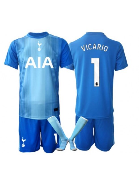 Otroški Nogometna dresi kompleti poceni Tottenham Hotspur Guglielmo Vicario #1 Vratar Gostujoči 2025-26
