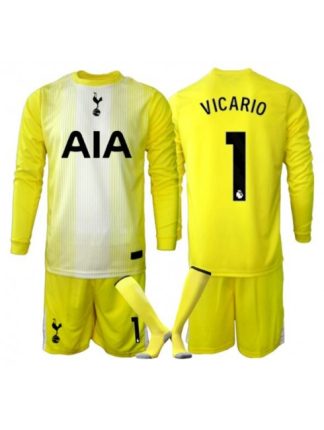 Otroški Nogometna dresi kompleti poceni Tottenham Hotspur Guglielmo Vicario #1 Vratar Tretji 2025-26 Dolgi rokav (+ hlače)
