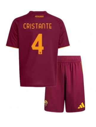 Otroški Nogometna dresi kompleti poceni AS Roma Bryan Cristante #4 Domači 2025-26