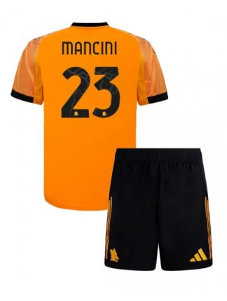 Otroški Nogometna dresi kompleti poceni AS Roma Gianluca Mancini #23 Gostujoči 2025-26