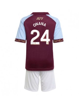 Otroški Nogometna dresi kompleti poceni Aston Villa Amadou Onana #24 Domači 2025-26