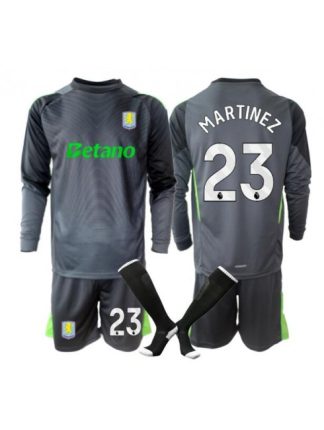Otroški Nogometna dresi kompleti poceni Aston Villa Emiliano Martinez #23 Vratar Domači 2025-26 Dolgi rokav (+ hlače)