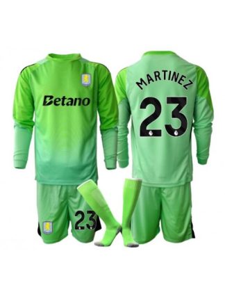 Otroški Nogometna dresi kompleti poceni Aston Villa Emiliano Martinez #23 Vratar Gostujoči 2025-26 Dolgi rokav (+ hlače)