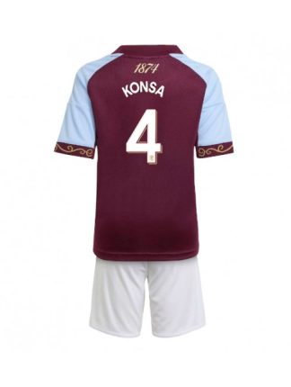 Otroški Nogometna dresi kompleti poceni Aston Villa Ezri Konsa #4 Domači 2025-26
