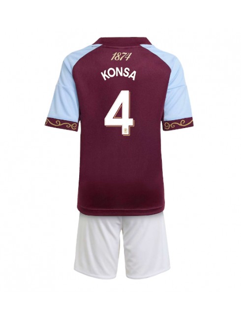 Otroški Nogometna dresi kompleti poceni Aston Villa Ezri Konsa #4 Domači 2025-26