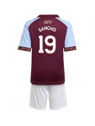 Otroški Nogometna dresi kompleti poceni Aston Villa Jadon Sancho #19 Domači 2025-26
