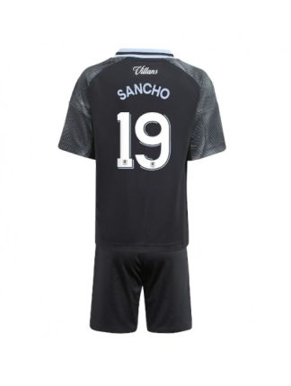 Otroški Nogometna dresi kompleti poceni Aston Villa Jadon Sancho #19 Gostujoči 2025-26