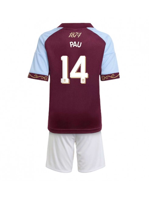 Otroški Nogometna dresi kompleti poceni Aston Villa Pau Torres #14 Domači 2025-26