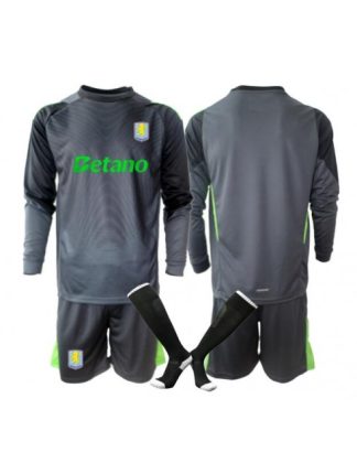 Otroški Nogometna dresi kompleti poceni Aston Villa Vratar Domači 2025-26 Dolgi rokav (+ hlače)