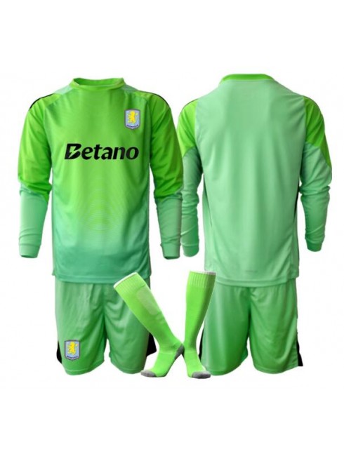 Otroški Nogometna dresi kompleti poceni Aston Villa Vratar Gostujoči 2025-26 Dolgi rokav (+ hlače)