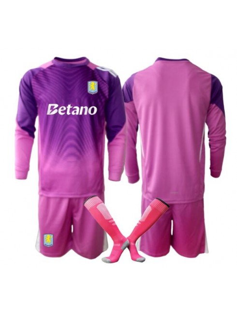 Otroški Nogometna dresi kompleti poceni Aston Villa Vratar Tretji 2025-26 Dolgi rokav (+ hlače)