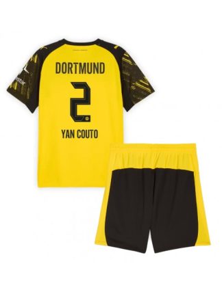 Otroški Nogometna dresi kompleti poceni Borussia Dortmund Yan Couto #2 Domači 2025-26