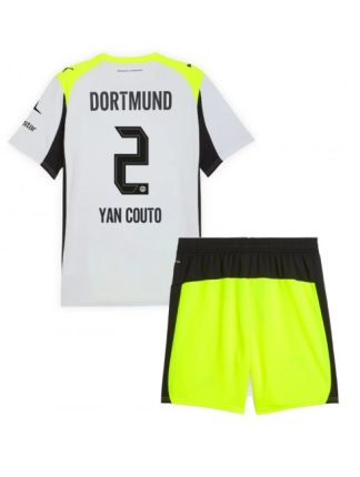 Otroški Nogometna dresi kompleti poceni Borussia Dortmund Yan Couto #2 Gostujoči 2025-26