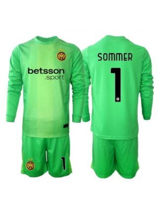 Otroški Nogometna dresi kompleti poceni Inter Milan Yann Sommer #1 Vratar Tretji 2025-26 Dolgi rokav (+ hlače)