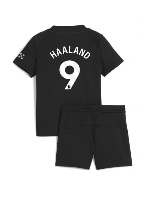 Otroški Nogometna dresi poceni Manchester City Erling Haaland #9 Gostujoči 2025-26 kompleti