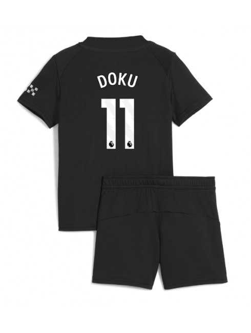 Otroški Nogometna dresi poceni Manchester City Jeremy Doku #11 Gostujoči 2025-26 kompleti