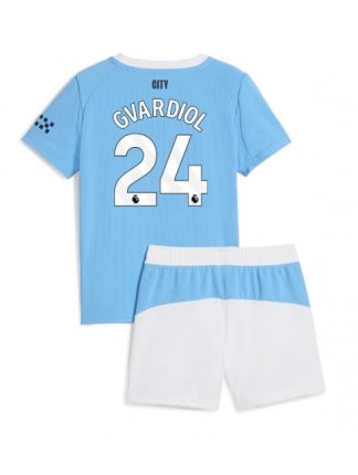 Otroški Nogometna dresi poceni Manchester City Josko Gvardiol #24 Domači 2025-26 kompleti