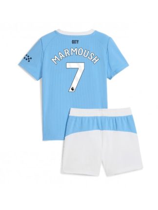 Otroški Nogometna dresi poceni Manchester City Omar Marmoush #7 Domači 2025-26 kompleti