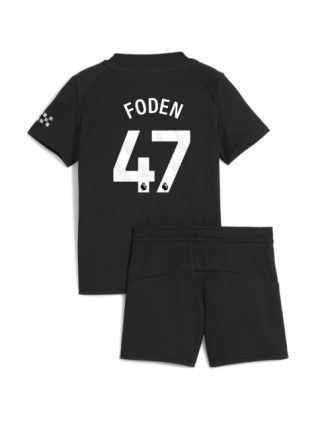 Otroški Nogometna dresi poceni Manchester City Phil Foden #47 Gostujoči 2025-26 kompleti