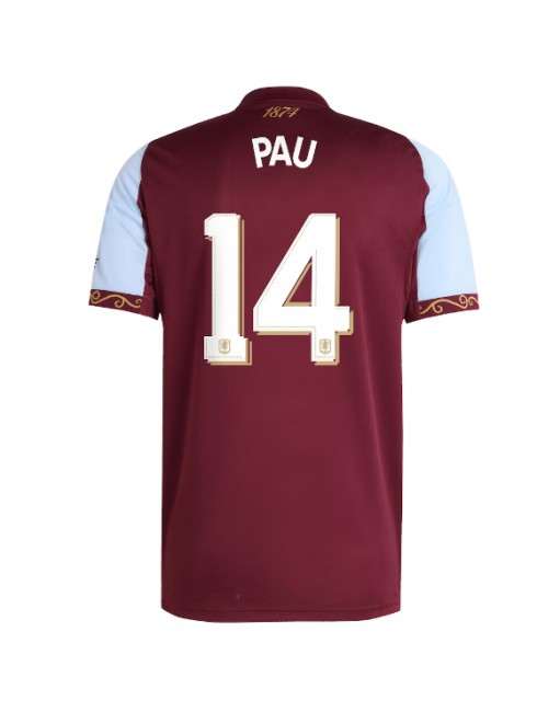 Moški Nogometna dresi poceni Aston Villa Pau Torres #14 Domači 2025-26 Kratek rokav