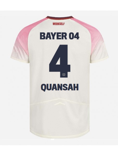 Moški Nogometna dresi poceni Bayer Leverkusen Jarell Quansah #4 Gostujoči 2025-26 Kratek rokav Moški Nogometna dresi poceni Bayer Leverkusen Jarell Quansah #4 Gostujoči 2025-26 Kratek rokav