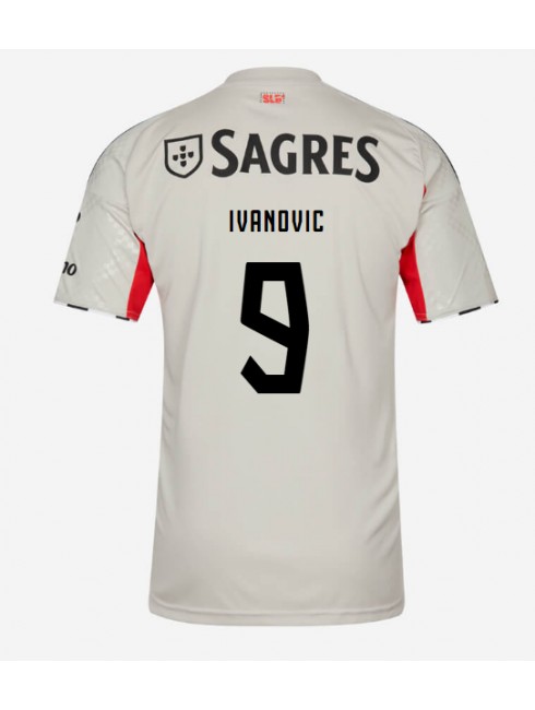Moški Nogometna dresi poceni Benfica Franjo Ivanovic #9 Gostujoči 2025-26 Kratek rokav Moški Nogometna dresi poceni Benfica Franjo Ivanovic #9 Gostujoči 2025-26 Kratek rokav
